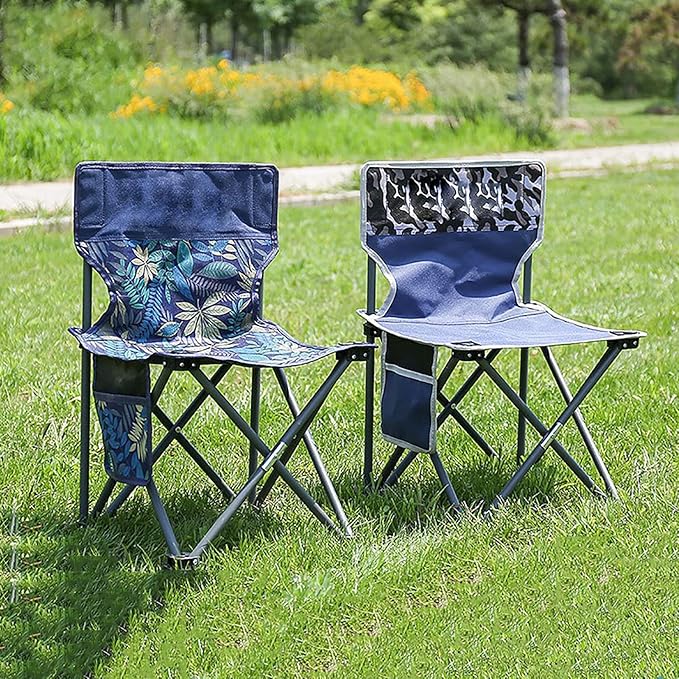 BK&ampMF Portable Outdoor Folding Camping ChairDurable with Storage Pocket Beach Camp Chair Breathable Lawn Chairs for Storage and TravelC57x36x36cm(22x14x14inch)