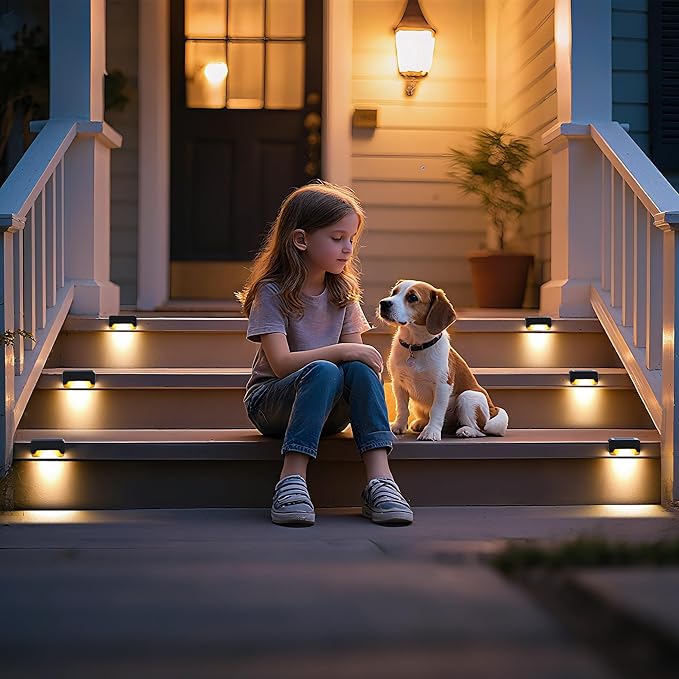 SOLPEX Solar Deck Lights Solar Step Lights for Outside Waterproof Led Stair Light for Outdoor Fence Balcony Patio Railing Front Porch Yard and Pathway(12pack Warm White)