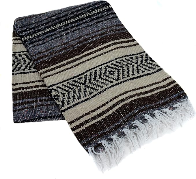 La Montana Authentic Mexican Blanket (10-Pack) - 74in x 50in Woven in Mexico - Falsa Throw for Yoga Studio Picnic/Camping/Beach Saddle Blanket Bed/Home Decor (Assorted Neutrals)