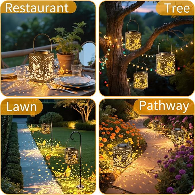 2 Pack Bronze Solar Lights Outdoor Waterproof Decorative - Gifts for Women Mom Grandma Hummingbird Garden Decor for Yard PatioBackyard Porch  Garden (Hummingbird)