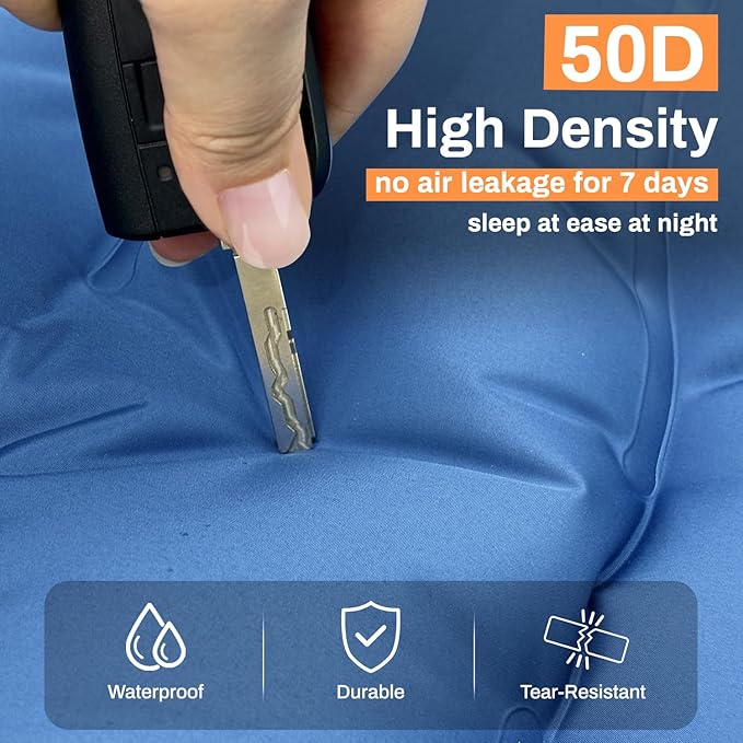 Sleeping Pad 6 Inch Sleeping Mat Camping Self Inflating Sleeping Pad for Camping with Pillow Built-in Foot Pump Ultralight Sleeping Pad Backpacking for Travel Hiking Tent Outdoor Adventure Camp Gear