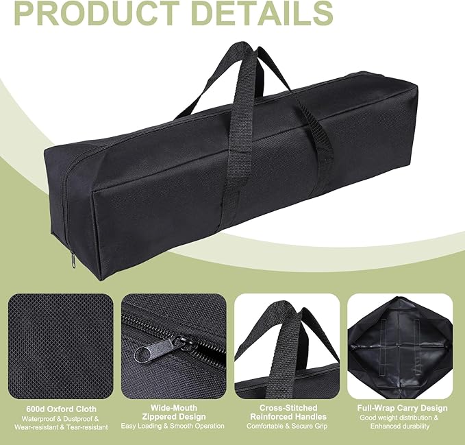 Camp Chair Replacement Bag Camping Folding Chair Storage Bag Large Zippered with Handle Strap 26 x 6 x 6 Inch Fit for Outdoor Travel Tent Storage (2 Pack Black)