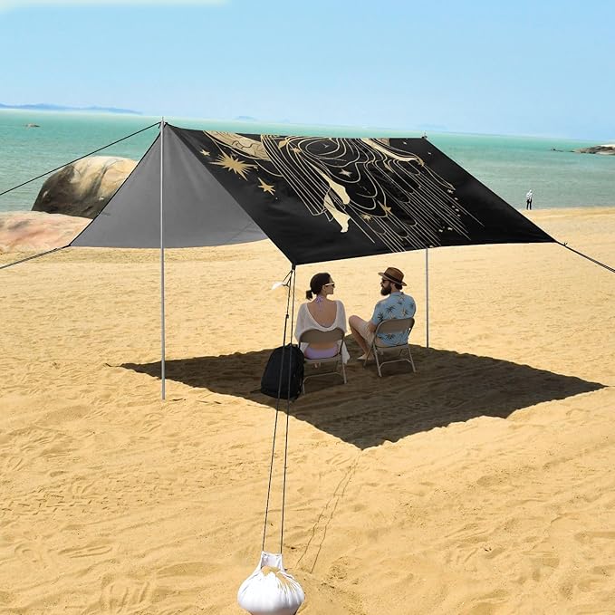 Camping Sun Shelters Sacral Girl on Moon Keeping Star Beach Canopy 126 * 110.2in