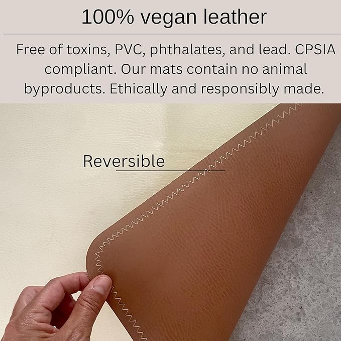 Uniklook Vegan Leather Reversible Multipurpose Paly mat Kids Infant Picnic Blanket - Waterproof Baby Splat mat for High Chair Sand Proof Beach Blanket Indoor Outdoor (Blanc Terra)