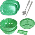Retro Korean Tteokbokki Plate Set 6 Melamine Pieces Spoon Chopsticks 2 Ramen Bowls 2 Square Plates 3 Compartment Plate Sauce Dish