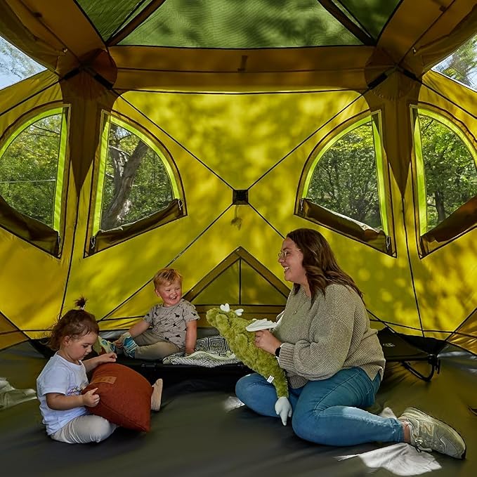 TIMBER RIDGE Camping Tent 4 Person Instant Pop Up Hub Tent with 8 Windows Easy 60 Second Setup Weather Resistant Family Cabin Tents with Rain Fly for Camping Hiking Outdoor Travel