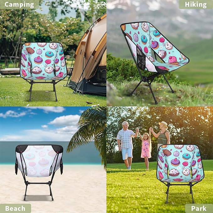 Honeybaby Folding Camping Chair Various Ice Creams Camping Chairs Lightweight Portable Chair Outdoor Foldable Chairs for Camping Travel Picnic Beach Hiking