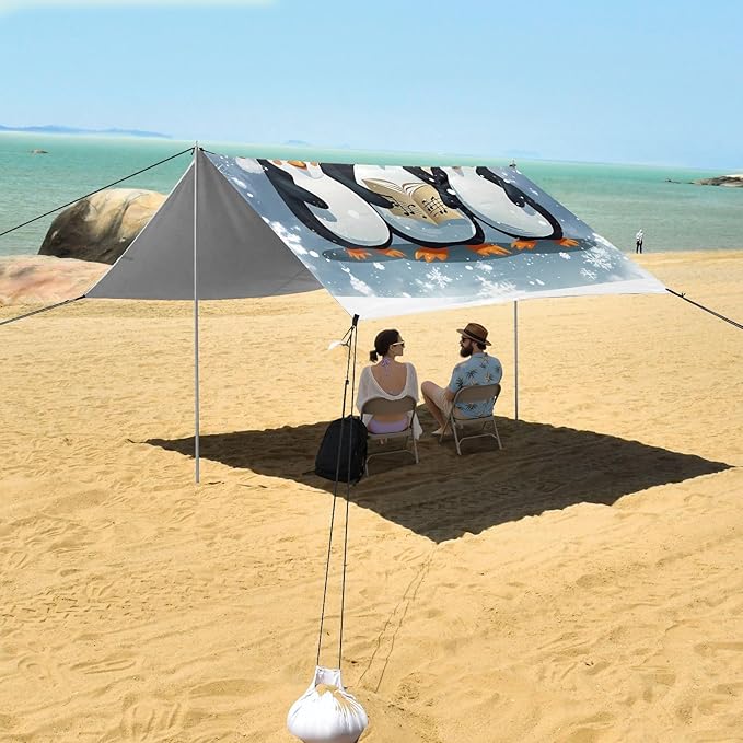 Christmas PenguinCamping Sun Shelters 9.2 x 10.5 FT Beach Canopy Tent Sun Shade with Carrying Bag for Camping Trips Fishing Backyard Fun or Picnics 21341473