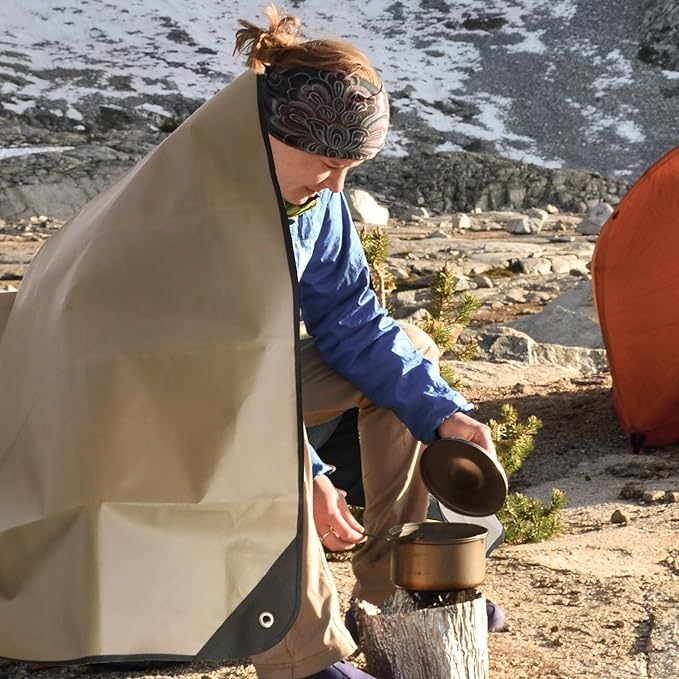 RedSwing Heavy Duty Survival Blanket Waterproof Emergency Thermal Tarp Multipurpose Reflective Insulated All Weather Blankets for Camping Hiking Brown
