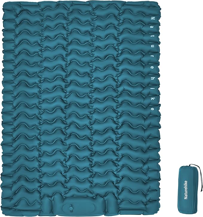 Naturehike Double Camping Sleeping Pad Ultralight Inflatable Sleeping Mat with Pillow Built-in Pump 2.6 Inch Lightweight Air Mattress for Backpacking Hiking Traveling