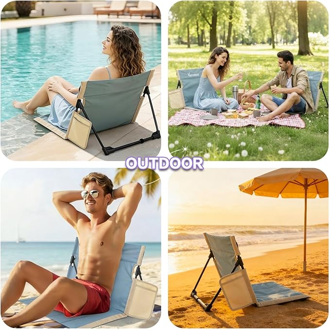 Extra Large Foldable Camping Chair with Cup HolderUltra-Light Portable Beach Chair with Carry Bag for Sunbathing Swimming Poolside Picnic Lawn Road Hiking Trips (Light Blue)