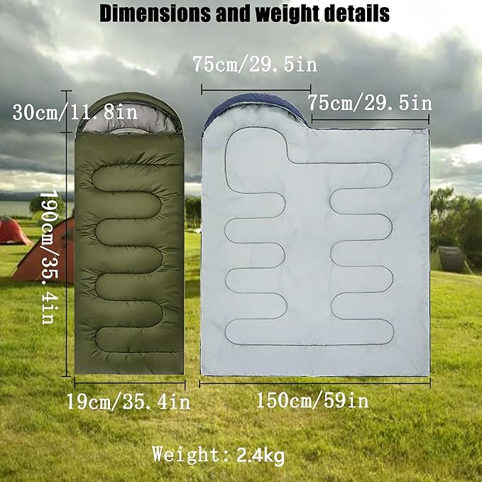 SNZ All-Season Lightweight Sleeping Bag - Mummy Camping Sleeping Bag for Adults &amp Kids Camping Essentials Warm &amp Cold Weather for Hiking Backpacking