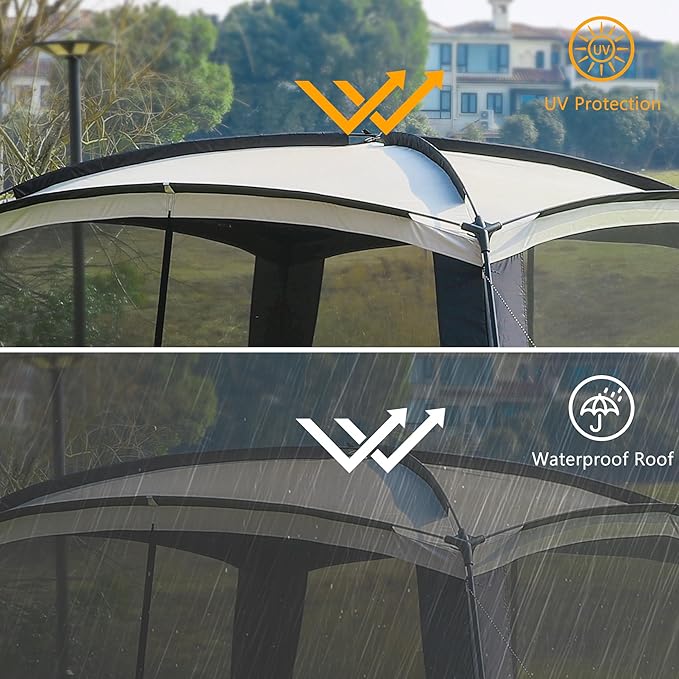 Screen House Room 11x11 Ft Mesh Net Tent Canopy Shelter Gazebo Easy Setup &amp Waterproof &amp Sunshade Suitable for Camping Trip Backyard Beach Picnic
