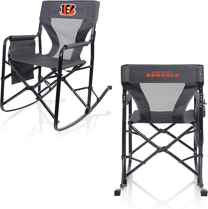 Picnic TIME NFL Woodland Rocking Camping Chair with Storage Caddy Camp Chair for Adults