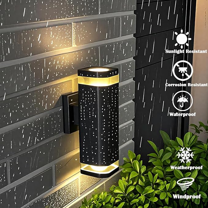 LED Outdoor Wall Sconce Dusk to Dawn Outdoor Lighting Fixture Modern Up Down Porch Lights ETL Listed Aluminum Exterior Wall Lights for Garage DoorHousePatio 2 Pack