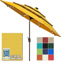 EliteShade USA 10-Year-Non-Fading 10Ft 3 Layers Market Umbrella with 80 LED Lights Patio Umbrella Outdoor Table Umbrella with Ventilation(Sunflower Yellow)