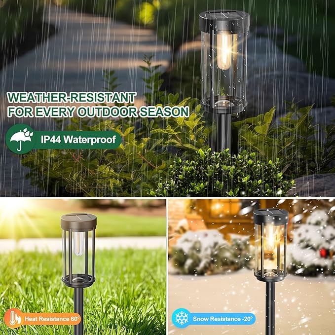 12 Pack Solar Lights Outdoor Waterproof for Garden Walkway Pathway Lawn Yard Decorative Modern Landscape Lighting. (Warm White Light 12)