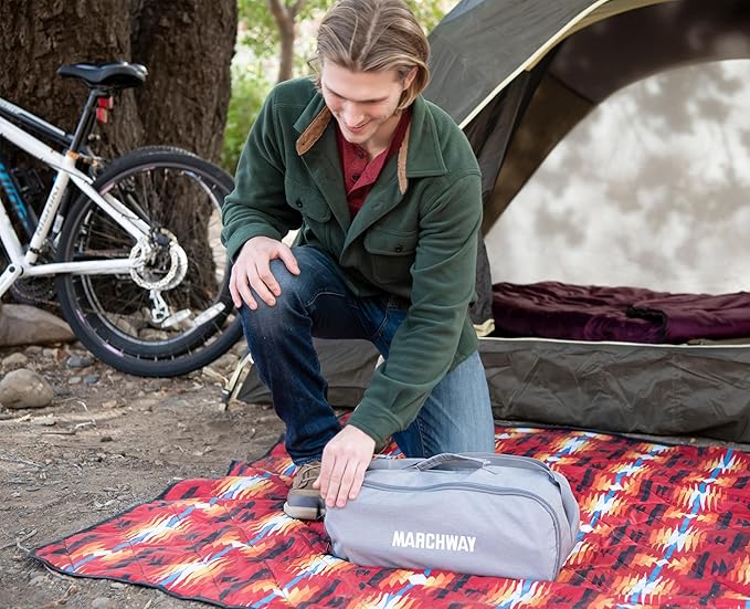 MARCHWAY Lightweight Folding Tent Camping Cot Bed with Lever Lock Easy Setup Portable Compact for Outdoor Travel Hunting Hiking Motorcycling Support 330Lbs (Grey)