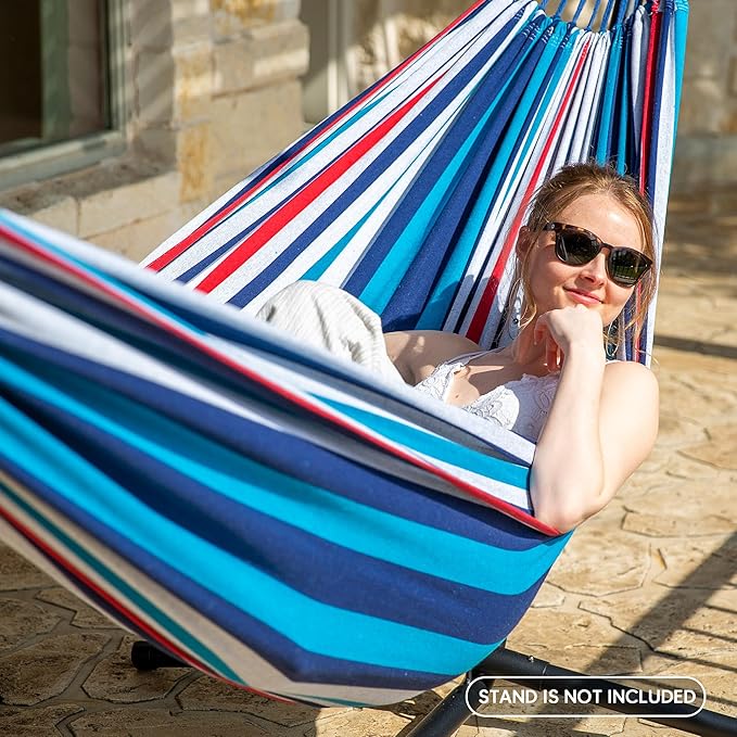 SUNCREAT Hammocks for Outside Portable Heavy Duty Tree Hammock Ocean Stripes