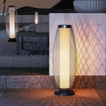 Solar Yard Solar Outdoor Floor Lamp Metal Wire Shade LED Modern Outdoor Flickering Lantern Weather Resistant for Balcony Porch Garden Pathway Black
