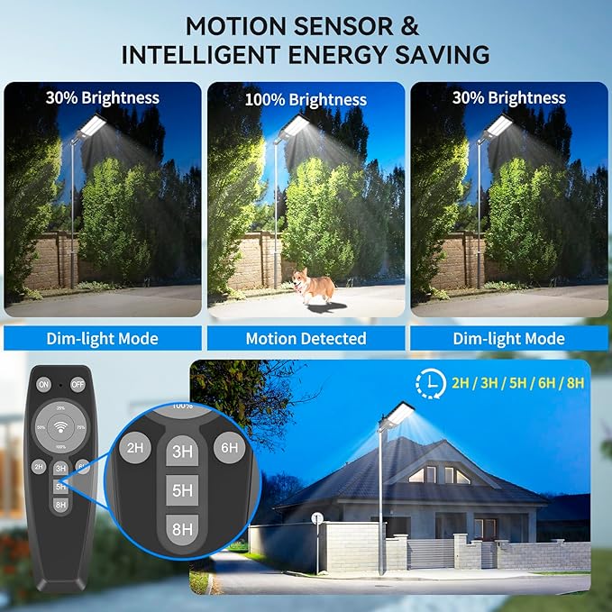 Deepn Solar Street Lights Outdoor 7000W Solar Parking Lot Lights 360000 Lumens Solar Lights Outdoor IP67 Waterproof Dusk to Dawn Motion Sensor Outdoor Lights for Yard with Remote Control