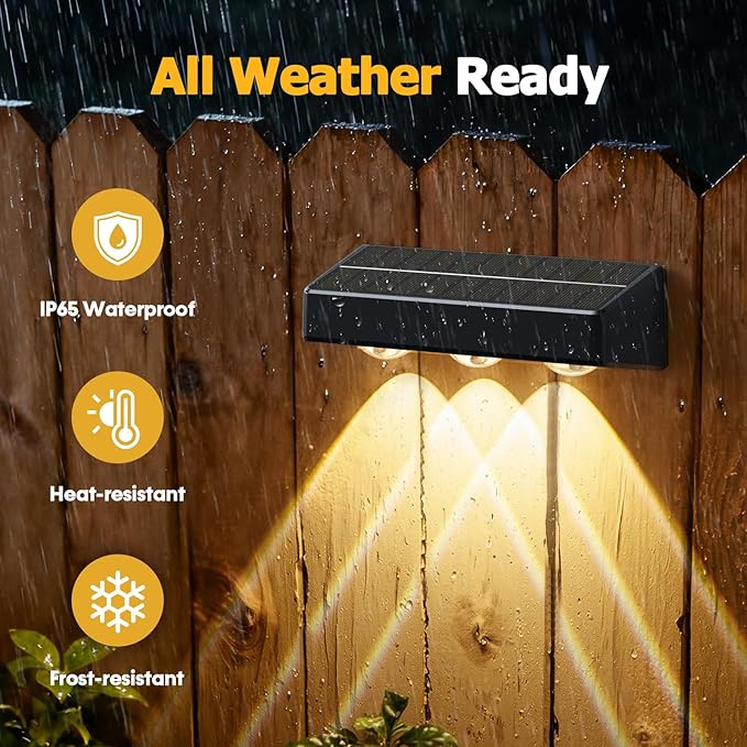 NIORSUN Solar Fence Lights8 Pack Solars Deck LightRGB ColorOutdoor Bulb Waterproof Led IP65Power Patio Lamp with Lenses for Outside/Backyard/Railing/Yard(Black)
