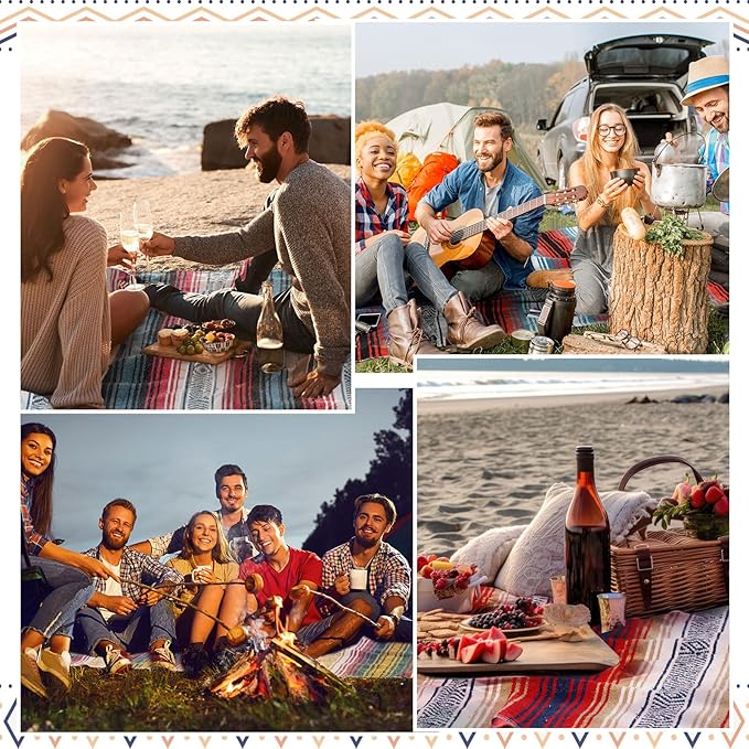 Peryiter 9 Pcs Mexican Blanket Bulk Large Yoga Blanket Striped Falsa with Fringed for Outdoor Beach Picnic Couch 45 x 70 inch(Light Colors)