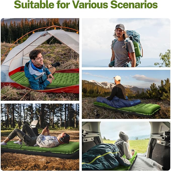 OGERY Sleeping Pad for Camping 6 Extra-Thick Reinforced Camping Sleeping Pad with Pillows &amp Built-in Foot Pump Ultralight Self Inflating Air Mattress Mat for Tent Hiking Essentials Gear