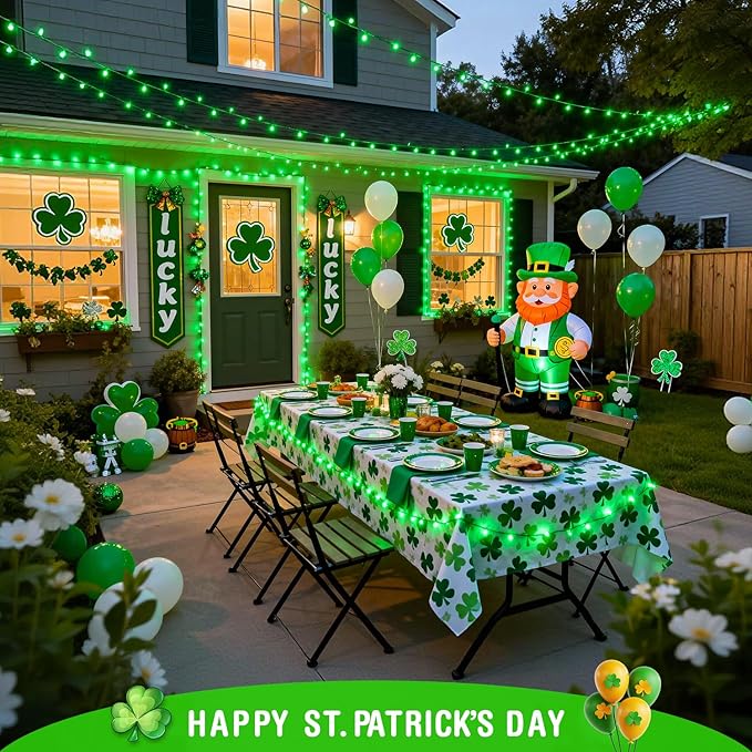 JMEXSUSS 500 LED Green Christmas Lights 8 Modes St Patrick's Day Lights Outdoor Plug in 173ft Green String Light for St Patrick's Day Party Xmas Tree Decorations