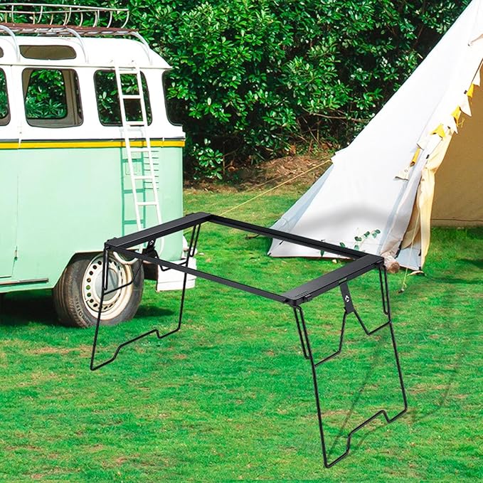 Bridge Table Frame Folding Metal Desk High Strength Grill Camping Table No Countertop for Traveling Fishing Hiking Garden BBQ