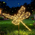 Flacchi Solar Lights Outdoor - Solar Garden Lights Dragonfly Decor with 240LED Solar Powered Iron Waterproof Easy to Install for Pathway Garden Decorations Patio Decor Yard Decoration