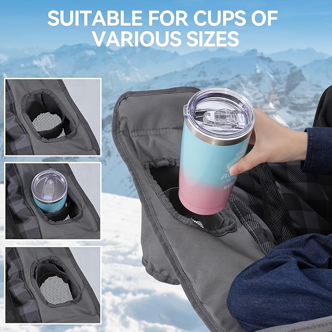 Double Camping Chair Padded 2 Person Camping Chair Camping Loveseat - Heavy Duty Oversized Camping Couch for Adults Outdoor Lawn Beach - Portable Folding Sofa with Cup Holders and Carry Bag Grey