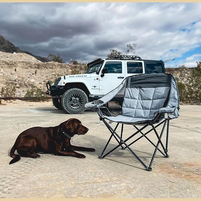 ARROWHEAD OUTDOOR Oversized Folding Camping Chair Heavy-Duty 300 lbs Capacity Adjustable Double Cup Holder Mesh Panels Inner Storage Pockets &amp Carry Bag