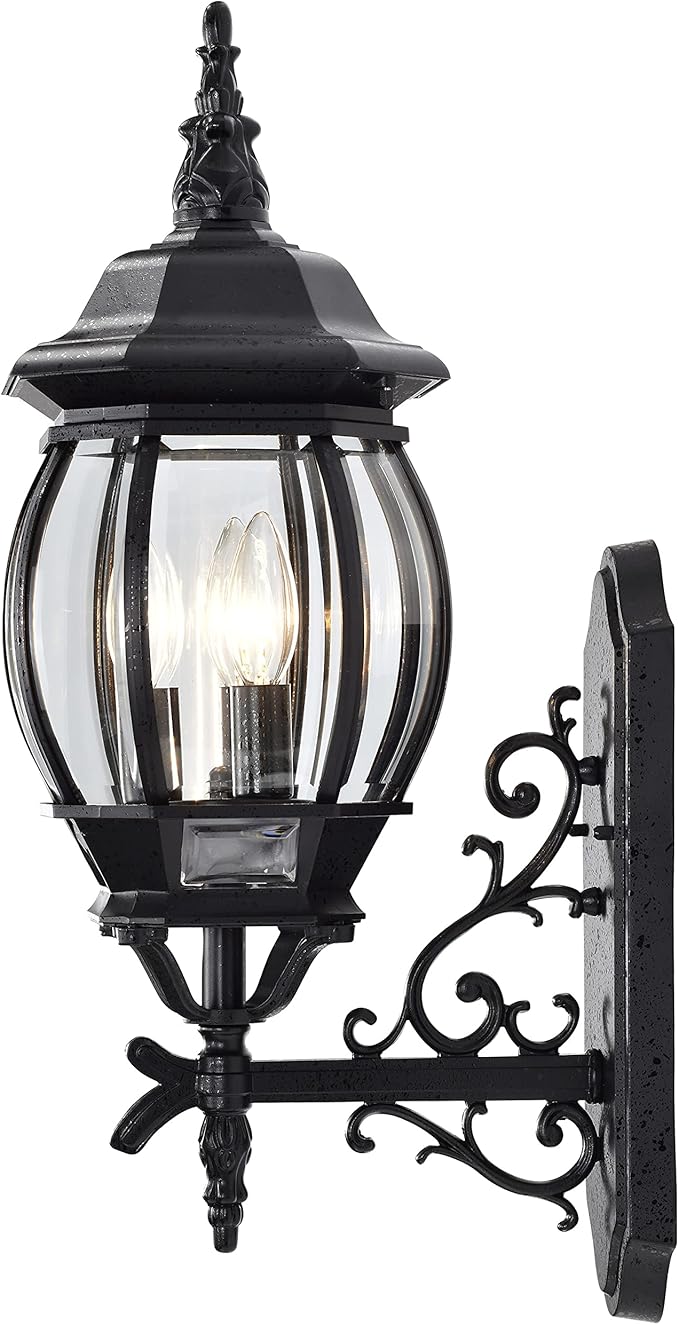Nuvo Lighting 60/890 Traditional Three Light Outdoor Wall Mount from Central Park Collection in Black Finish