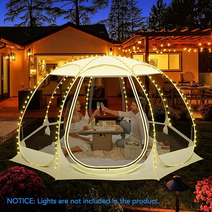Eapele 12x12FT Pop Up Screen Room Sun Shade Shelter - Canopy Instant Screen House - 8 Sides Netting and 360-Degree Ventilation Screen Tent with Removable Floor Fits 8-10 People