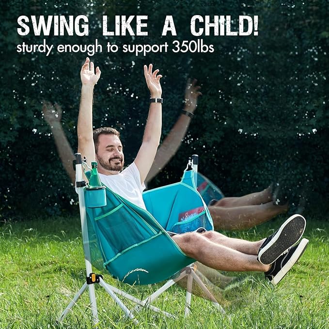 Portal Hammock Camping Chair Folding Rocking Chair Portable Swinging Chair with Cup Holder for Outdoor Lawn Backyard Patio Car Camp Sports ConcertsSupport 350 lbs Blue 2 Pack