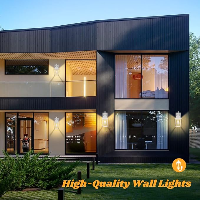 TOBUSA 2-Pack Outdoor Wall Lanterns 100% Aluminium White Outside Light Fixtures Waterproof &ampAnti-Rust Exterior Wall Lanterns Front Porch Lights for House Garage Doorway Bulbs Not Included