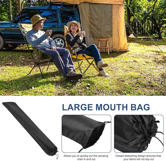 HARFINGTON 4pcs Camp Chair Replacement Bag 31 x 8 Large Nylon Foldable Carrying Bag Outdoors Folding Chair Cover Tripod Case with Shoulder Strap for Outdoor Camping Sports Black