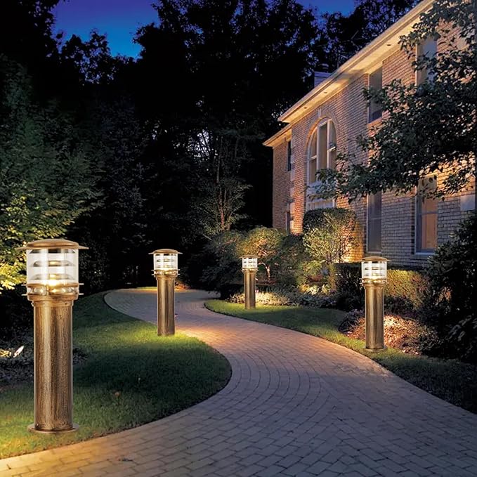 SLAWA Outdoor Post Caps Lights Aluminum Landscape Pathway Lamps With Acrylic Shade Waterproof Column Pillar Lamps Fence Deck Bollard Lighting Cylinder Lawn Floor Lamp For Patio Yard Porch Post Lantern