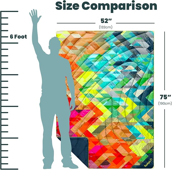 Rumpl Original Puffy Blanket - Warm Water-Resistant Camping Blanket with 100% Recycled Synthetic Insulation 52x75 Original Puffy V2 Geo Fresh