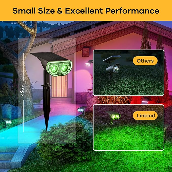 Linkind Solar Lights Outdoor StarRayS Color Changing Solar Spot Lights IP67 Waterproof Solar Spotlights for Landscape Garden Pathway Walkway (Multicolor 6 Pack)