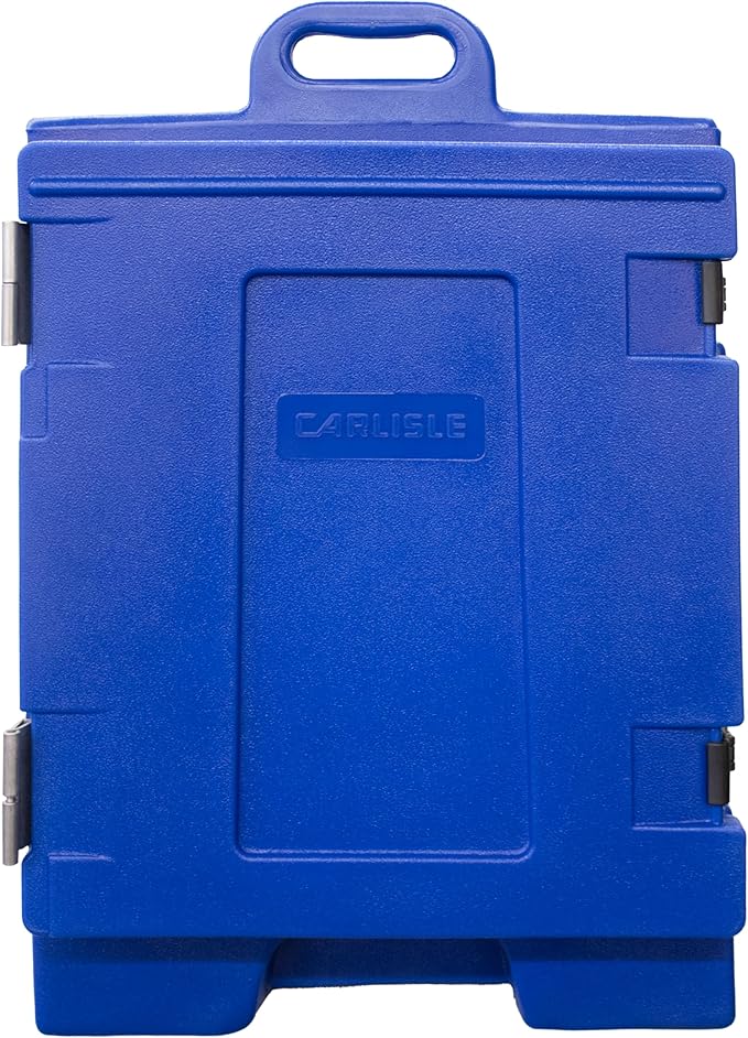 Carlisle FoodService Products Insulated Food Pan Carrier and Warmer Cateraide Front-Loading Hot Box with Handles Holds 5 Full or 10 Half 2.5 Pans (Sold Separately) PE Shell PU Insulation Blue