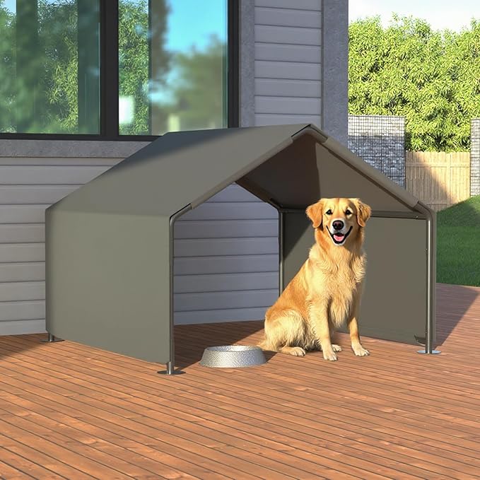 4×4×3 ft Dog Shade Shelter Pet Tent Outdoor Portable Pet Tent Outside Dog Sun Rain Canopy Pet House Animal Shelter for Small to Large Dogs Cats (Grey)