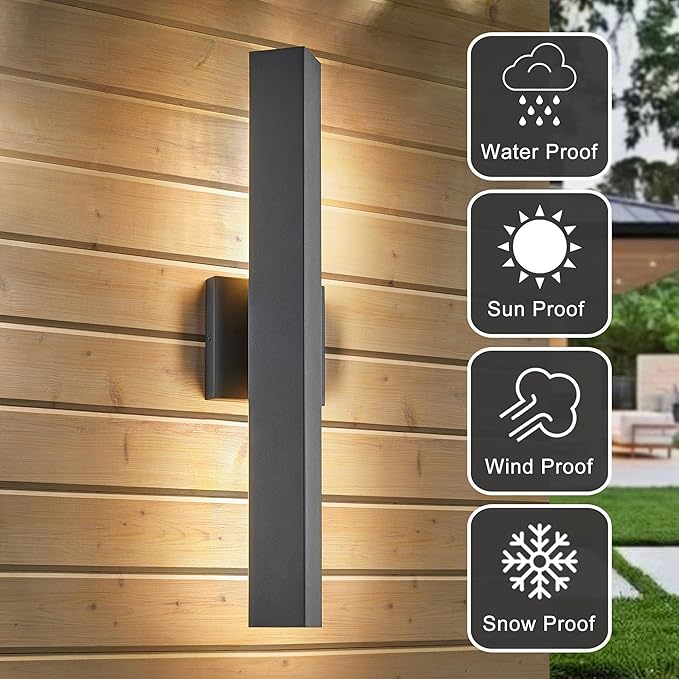 Modern Minimalist Outdoor Waterproof LED Wall Sconce with Built-in 20W LED Warm White Light Source Fully Sealed V-Shaped Aluminum Cover Can Be Mounted Outdoors or Indoors at Any Angle.