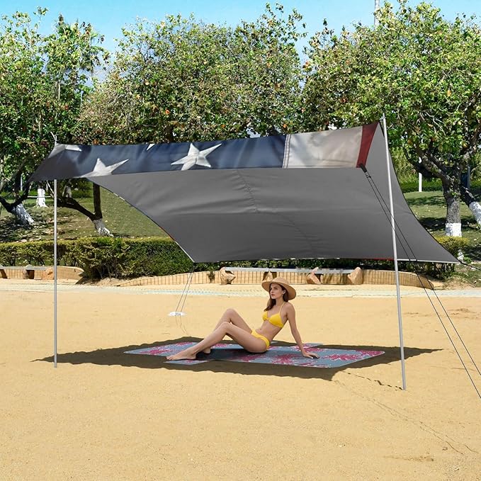 American Flag EagleCamping Sun Shelters 9.2 x 10.5 FT Beach Canopy Tent Sun Shade with Carrying Bag for Camping Trips Fishing Backyard Fun or Picnics 21341001