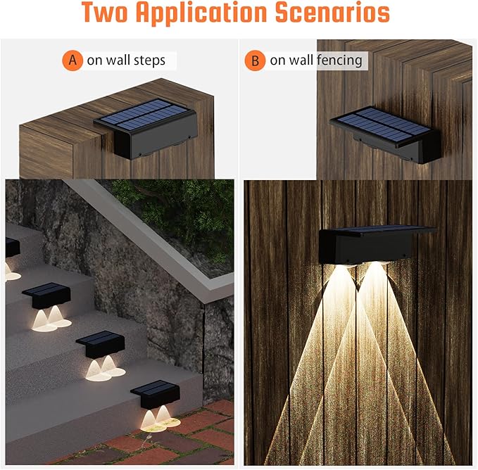 8-Pack Multi-Color Solar Spotlights for Fence &amp Wall - 30 Lumen High Brightness 5 Modes (RGB Color Changing + Warm White) | Easy Mount for Steps Patio Yard - Matte Black