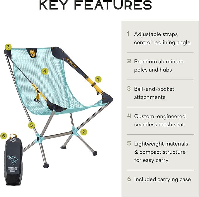 Nemo Moonlite Reclining Camp Chair - Hazy Aqua