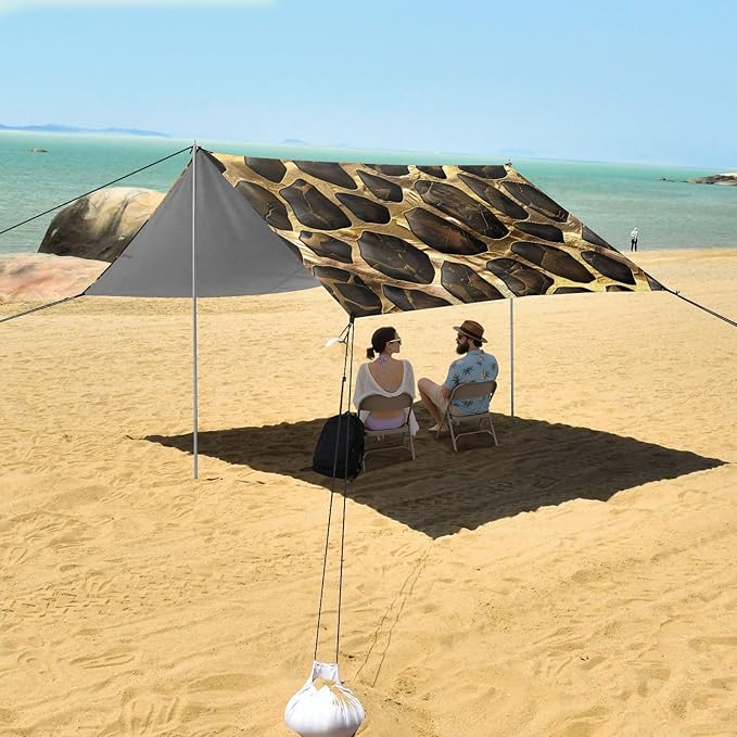 Beach Tent Sun Shelter Black Stones Texture Lightweight &amp Easy Setup Beach Shade Canopy for Camping Fishing