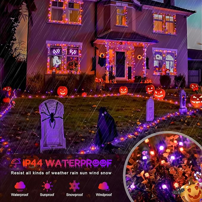 JMEXSUSS 800 LED Orange and Purple Halloween Lights 272ft Halloween String Lights Outdoor Waterproof 8 Modes Plug in Twinkle Light for Tree Party Decor