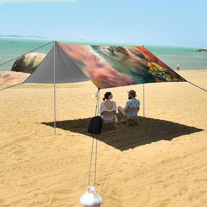 Camping Sun Shelters Underwater World Cute Cat Beach Canopy 126 * 110.2in